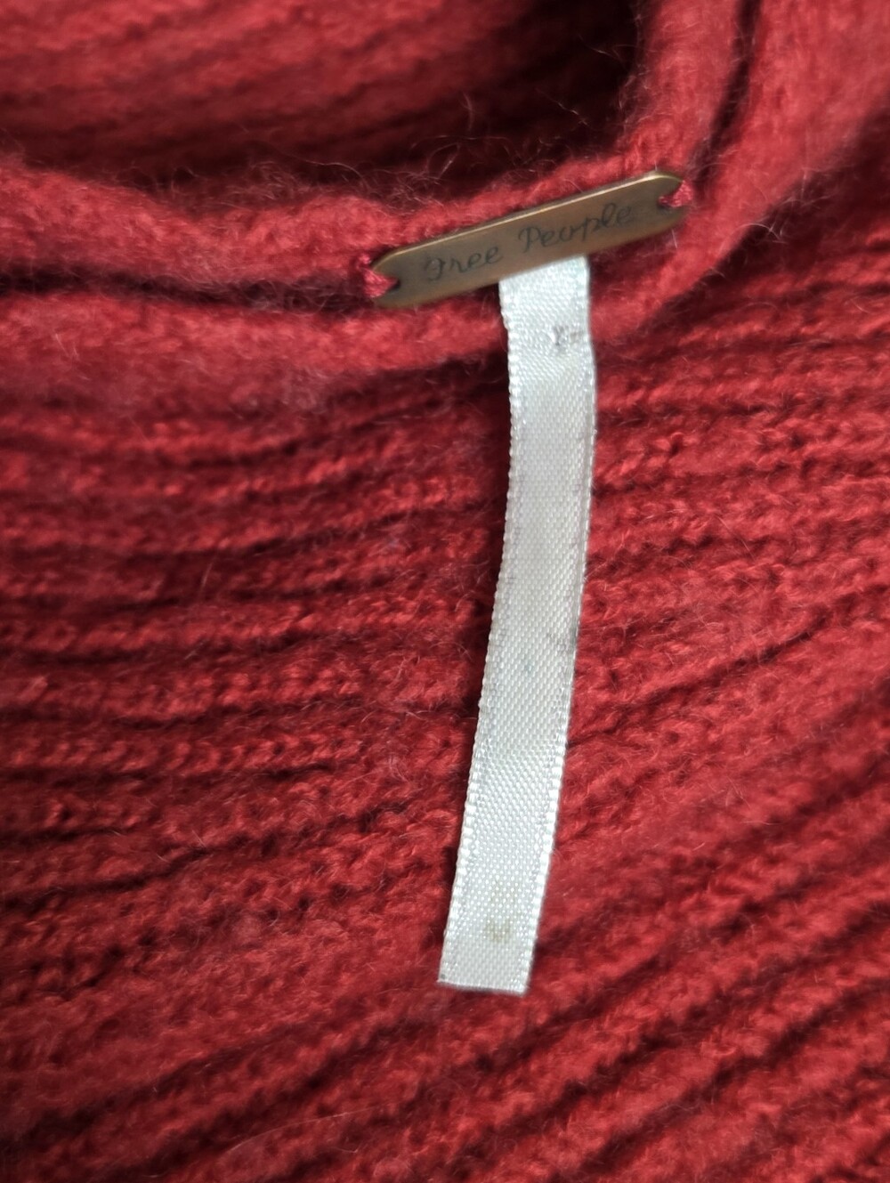Free People Red Asymmetrical Off-The-Shoulder Knit Sweater - Picture 5 of 12